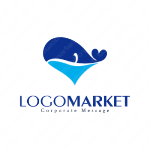 ロゴ作成デザインです ブルーム デザインハートフル鯨クジラをイメージしたロゴマークです