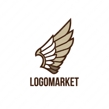 翼と羽とフラットラインのロゴ