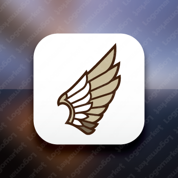 翼と羽とフラットラインのロゴ