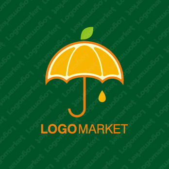 果物と傘とフラットラインのロゴ