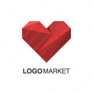 ロゴ作成デザインです Brand Worksポリゴン ハート信頼感をイメージしたロゴマークです