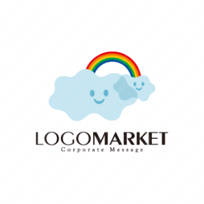 ロゴ作成デザインです ブルーム デザイン遊ぶ雲と虹架け橋をイメージしたロゴマークです