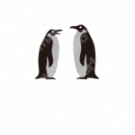 仲間とペンギンとキャラクターのロゴ