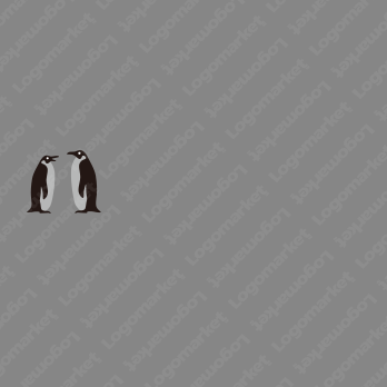 仲間とペンギンとキャラクターのロゴ
