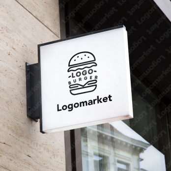 ハンバーガーとレストランとカフェのロゴ