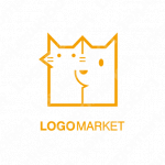 犬と猫とフラットラインのロゴ