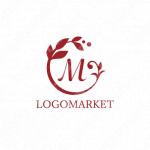 葉と蔓と「M」のロゴ