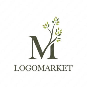 Mと植物と自然のロゴ