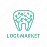 歯と植物とシンプルのロゴ