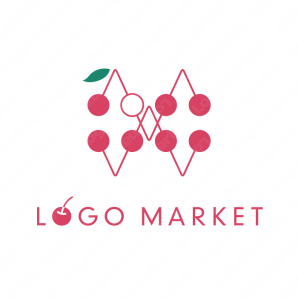 ロゴ作成デザインです Muni M とさくらんぼさくらんぼをイメージしたロゴマークです