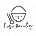 米と茶碗とキャラクターのロゴ