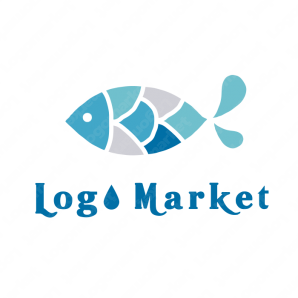 ロゴ作成デザインです Muni水色うろこの魚魚をイメージしたロゴマークです