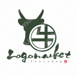 牛とブランドと筆文字のロゴ
