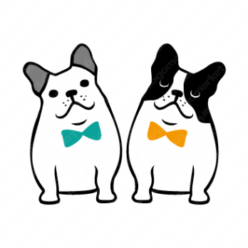 フレンチブルと犬と動物のロゴ