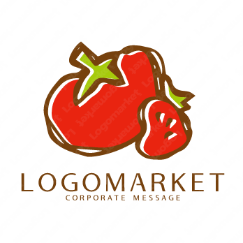 トマトとイチゴと手書きのロゴ