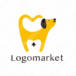 歯科と犬とハートのロゴ