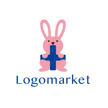 ウサギと十字とキャラクターのロゴ