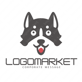 シベリアンハスキーと犬と正面顔のロゴ