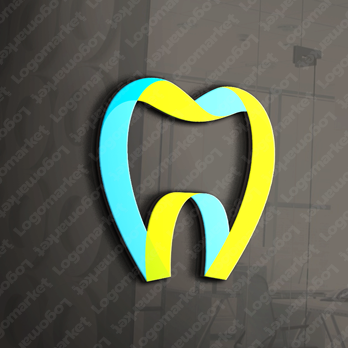 歯とリボンとフラットのロゴ