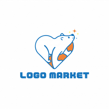 ロゴ作成デザインです シンプルワークスしろくま先生白クマをイメージしたロゴマークです