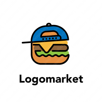 ハンバーガーとカフェーとハンバーガーショップのロゴ