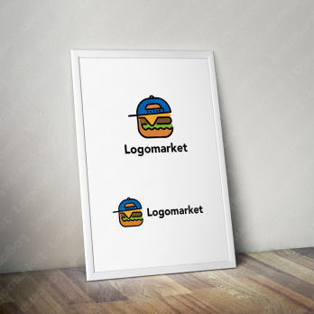 ハンバーガーとカフェーとハンバーガーショップのロゴ