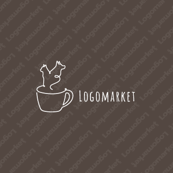 カフェとコーヒーと動物のロゴ