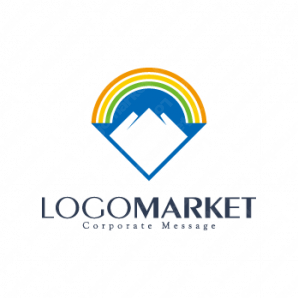 ロゴ作成デザインです ブルーム デザイン山に架かる大きな虹山をイメージしたロゴマークです