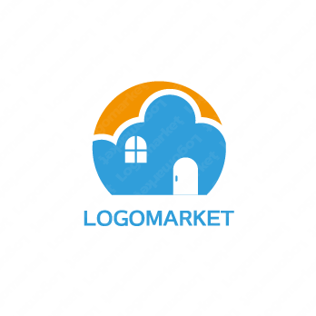 雲と窓と家のロゴ