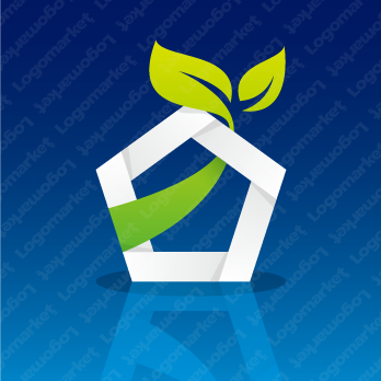 家と葉と成長のロゴ