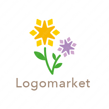 花と輝きと喜びのロゴ