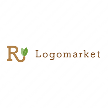 Rと植物と葉っぱのロゴ