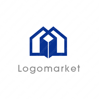 ブルーとハウスと窓のロゴ