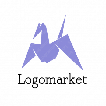 折り鶴と折り紙とMのロゴ