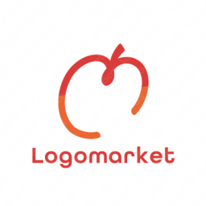 ロゴ作成デザインです At Design爽やかりんご Mりんごをイメージしたロゴマークです