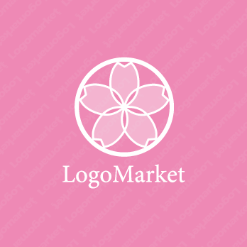 桜と円と家紋のロゴ