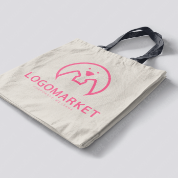 エコバッグと袋とキャラクターのロゴ