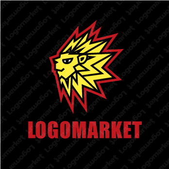ライオンと雷とキャラクターのロゴ