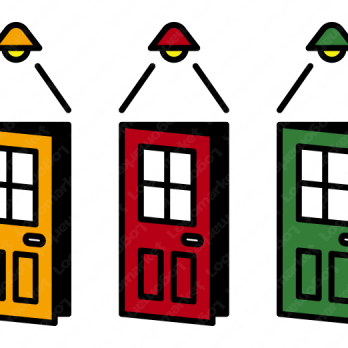 ドアと家と住宅のロゴ