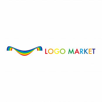 Mと虹とカラフルのロゴ