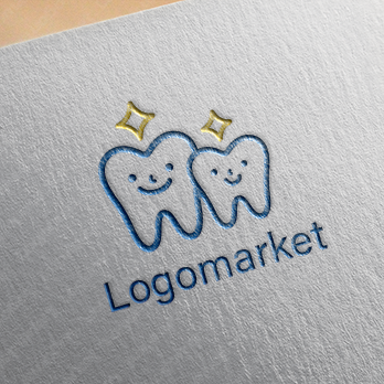 歯とキャラクターとシンプルのロゴ