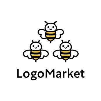 みつばちと蜂とキャラクターのロゴ