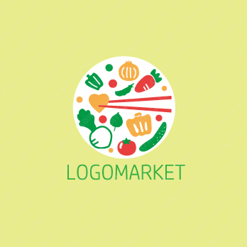 農業と料理教室と野菜のロゴ