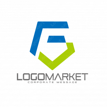 五角形とF/G/Jと盾のロゴ