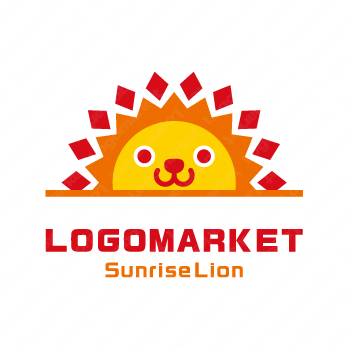 ライオンと朝日とキャラクターのロゴ