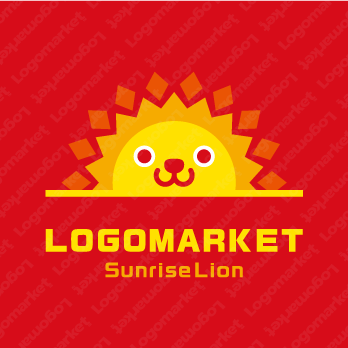 ライオンと朝日とキャラクターのロゴ