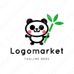 パンダと竹とキャラクターのロゴ