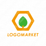 シンプルと木と六角形のロゴ