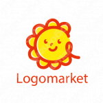 花と太陽とキャラクターのロゴ