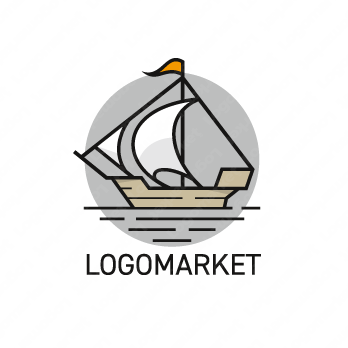 海賊と船と海のロゴ